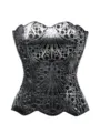 Gothic baroque silver sequin corset top, strapless sweetheart neckline shapewear for women. - XS / Tops / Black Silver