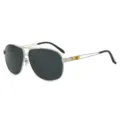 Lunettes de soleil aviateur polarisées en métal argenté branches noires homme - Monture Argentée Verre Gris
