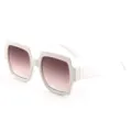 Oversized witte zonnebril met verloopglazen voor dames en heren, stijlvolle retro uv-bescherming. - Wit Frame Verloop Roze Lens