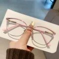 Blauwlichtfilter meekleurende kattenogen bril vrouwen mode stijlvol trendy optisch montuur - Goud Roze