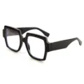 Lunettes de soleil géométriques élégantes à monture noire épaisse pour hommes et femmes. - Monture Noir Brillant