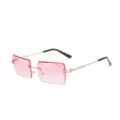 Lunettes de soleil sans monture rose dégradé, lunettes chic rectangulaires pour femme style - CYU2100 verres rose dégradé