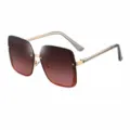 Vrouwen holle grid zonnebril gouden montuur bruin roze verlooplensen uv-bescherming - 6409 Gouden montuur bruin-roze glazen