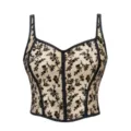 Beige floral corset top for women, sweetheart neckline, boned vintage crop bustier. - XS / Nude
