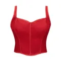 Red corset top for women, sexy bustier crop top with boning, stylish court style streetwear. - XS / Bright Red
