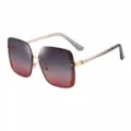 Dames mode oversized zonnebril met verloop lenzen holle grid metalen montuur bril - 6409 Gouden montuur grijs wit roze glazen