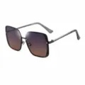 Women fashion sunglasses with gunmetal frame and gradient lenses for daily stylish wear. - 6409 Gunmetal Frame Gray-Brown Lenses