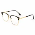 Retro halfmontuur blauwlichtfilter bril voor heren, casual zakelijke heldere lens. - Zonder Sterkte Blauw Licht Filter / Zwart Goud Frame