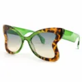 Modieuze vlinder zonnebril voor dames, trendy groen schildpad montuur met verloopglazen. - M6133 groene schildpad montuur met grijs-oranje glazen