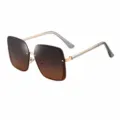 Women's Hollow Grid Square Sunglasses Gold Frame Gray Orange Gradient Lenses UV400 - 6409 Gold Frame Gray-Orange Lenses