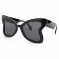 Stijlvolle zwarte vlinder zonnebril met grijze lenzen, perfect voor trendy dames en dagelijks gebruik. - M6133 zwart montuur met grijze glazen
