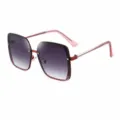 Women oversized square sunglasses red metal frame gradient gray lenses UV protection fashion - 6409 Red Frame Gradient Gray Lenses