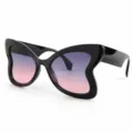 Vlinder vormige zonnebril voor dames trendy verlooplenzen mode bril chic zwart montuur - M6133 zwart montuur met grijs-roze glazen