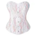 Weißes transparentes Pailletten-Korsett mit Blumenstickerei und Fischbeinen Clubwear - XS / Mehrfarbig