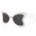 White butterfly sunglasses for women trendy fashion sun glasses UV protection eyewear - M6133 Solid White Frame with Gray Lenses