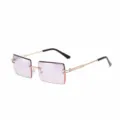 Lunettes de soleil rectangulaires dégradées sans monture pour femmes, élégante monture en métal. - CYU2100 haut violet bas rose
