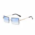 Lunettes de soleil sans monture dégradé bleu pour femmes, accessoire métal élégant. - Verres dégradé bleu CYU2100
