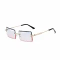Lunettes de soleil sans monture dégradé bleu rose pour femme avec branches fines en métal. - Dégradé bleu et rose CYU2100