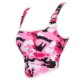 Rosa Camo Korsett Oberteil für Damen, verstellbare Träger, Bustier mit Stäbchen. - XS / Rosa Tarnung