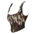 Damen Camouflage Korsett Top mit verstellbaren Trägern und Bustier Optik für den Alltag. - XS / Tarnung Armeegrün