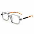 Transparent gray square flat light glasses, vintage clear lens eyewear with stylish temples. - JK6217 Transparent Grey Frame Clear Glasses