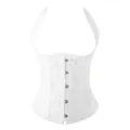 White floral brocade halter corset underbust body shaper waist trainer top for women - XS / White