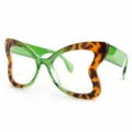 Stylish butterfly optical glasses with green tortoiseshell frame for women and fashion. - M6133 Green Tortoiseshell Frame with Blue Light Blocking Lenses