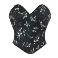 Black floral embroidered corset top, sweetheart neckline women sexy bustier body shaping. - XS / Tops / Black