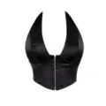 XS / Neckholder Fischgräten Oberteil (8571) / Schwarz