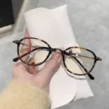 Retro schildpad anti blauwe licht bril met witte lederen etui voor dagelijkse mode chic. - +2.00 Dioptrie / Schildpad