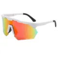 Polarized sports sunglasses for men and women, large frame UV protection cycling glasses. - White Frame Red Mirror