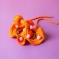 Cute Halloween pumpkin knitted pet collar detail, orange cat bib with pink pom poms accessory. - Pumpkin Orange Hat