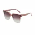 Lunettes de Soleil Polarisées Carrées Demi-Monture Violet Dégradé UV400 Homme - Rose pourpre - Violet foncé CY3363