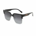 Lunettes de soleil polarisées carrées demi-monture tendance pour hommes et femmes UV400 - Vert brun - Vert pâle grisâtre CY3363