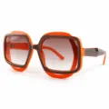 Chunky polygon sunglasses for men and women, stylish retro gradient tinted sun eyewear. - Orange Frame Double Brown Lenses
