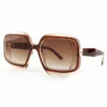 Polygon Sunglasses Tawny Frame Brown Gradient Lens Trendy UV Protection Sun Glasses - Transparent Tea Frame Gradient Tea Lens