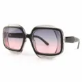 Trendy polygon oversized sunglasses with grey pink gradient lenses for fashion daily wear. - Trans Gray Frame Grey Pink Lens