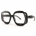 Unisex geometric thick frame clear glasses retro European style fashion black optical eyewear - Shiny Black Frame Clear Lens
