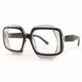Trendy polygon contrast color clear frame flat optical glasses for women and men grey - Translucent Grey Frame Clear Lens