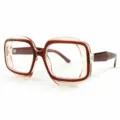 Chic polygonal contrast-color clear tawny frame glasses, retro anti-UV fashion eyewear for daily wear. - Transparent Tea Frame Clear Lens
