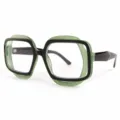 Oversized polygonal fashion clear glasses trendy colorblock optical frame for daily wear - Green Frame Clear Lens