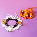 Halloween pet knitted collar cute ghost pumpkin woven cat bib adjustable pet costume accessory - Purple Pumpkin + Pumpkin Orange Hat