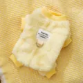 Cozy warm pet fleece clothes for dogs and cats, winter four-leg jumpsuit with cute patch. - XS / Rock Yellow