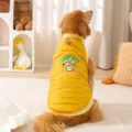 Warm winter dog coat for large dogs, quilted padded vest with leash hole and cute embroidery. - 3XL / Yellow Lucky Dog Padded Clothes