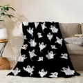 Halloween black ghost throw blanket soft lightweight fleece blanket for sofa bed living room - Style 2