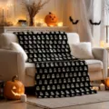 Halloween black ghost fleece throw blanket for sofa couch bed soft lightweight decorative cover. - 70X100cm / Style 1