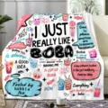 Cute boba bubble tea printed fleece blanket soft cozy funny quote throw blanket for sofa - Boba Tea Theme Style 2 / 70×100cm