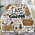 Cozy coffee themed throw blanket with cute quote prints, soft flannel for home living room. - Coffee Theme Style 3 / 70×100cm