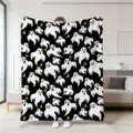 Halloween Decke mit Geist Muster Flauschig Weich Sofa Wohndecke Kuscheldecke Schlafzimmer Neu - Stil 1 / 70x100cm