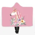Couverture capuche licorne rose, cape en peluche double epaisseur imprimee numerique maison. - Style 8